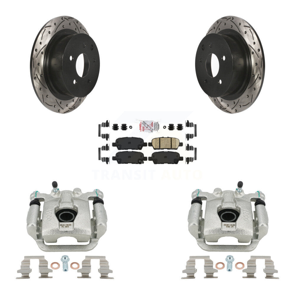 Brake Coat Caliper Drill Slot Rotors Ceramic Pad Rear Kit For Nissan Sentra Juke