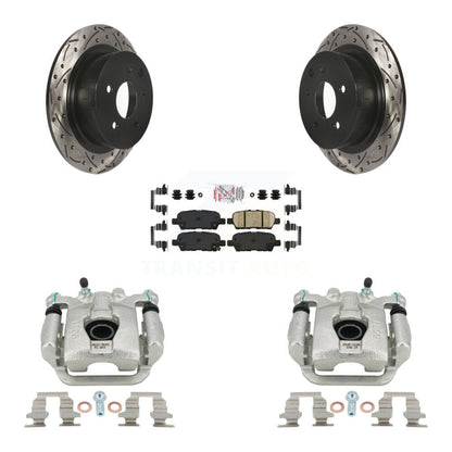 Brake Coat Caliper Drill Slot Rotors Ceramic Pad Rear Kit For Nissan Sentra Juke