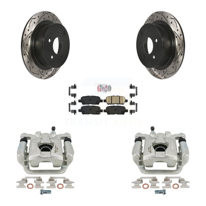 Brake Caliper Drill Slotted Rotors Ceramic Pad Rear Kit For Nissan Altima Maxima
