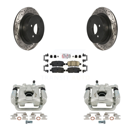 Brake Caliper Drill Slotted Rotors Ceramic Pad Rear Kit For Nissan Altima Maxima