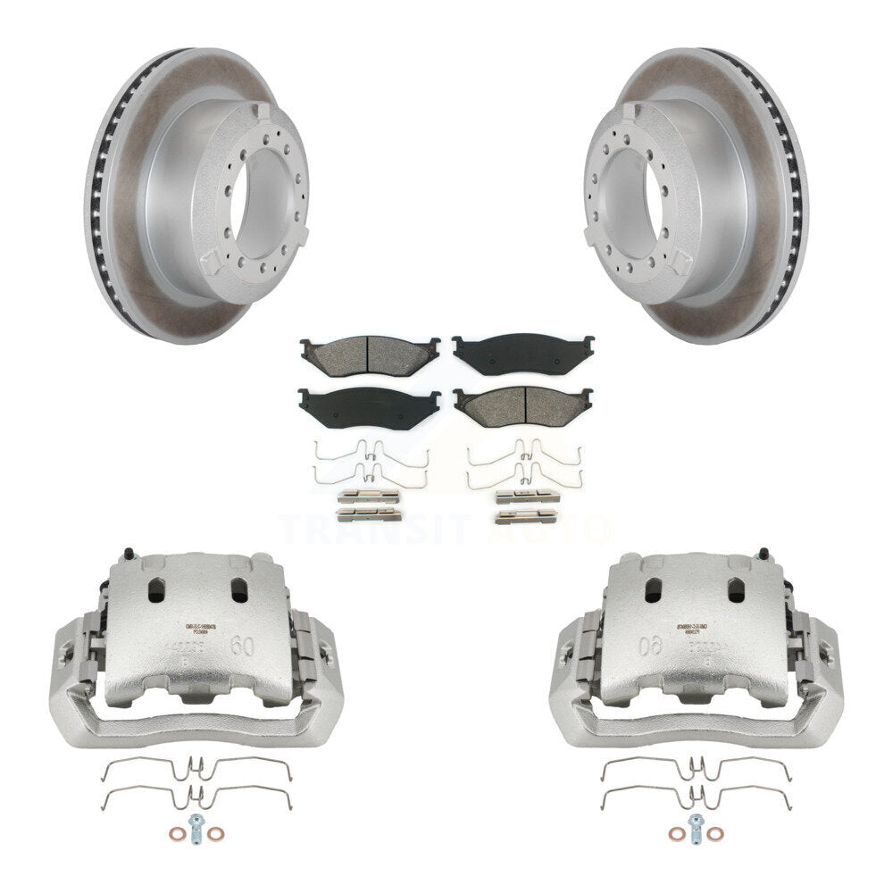 Brake Caliper Coat Rotors & Semi-Metallic Pad Rear Kit For Ford F-450 Super Duty