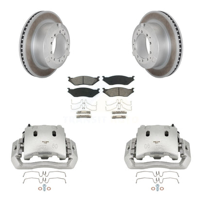 Brake Caliper Coat Rotors & Semi-Metallic Pad Rear Kit For Ford F-450 Super Duty