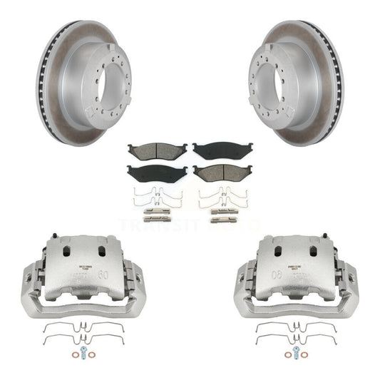 Brake Caliper Coat Rotors & Semi-Metallic Pad Rear Kit For Ford F-450 Super Duty