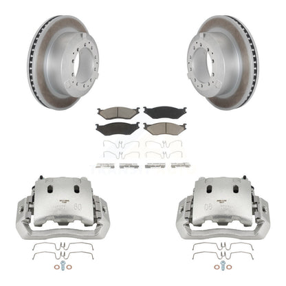 Brake Caliper Coat Rotors & Ceramic Pad Rear Kit For Ford F-450 Super Duty F-550