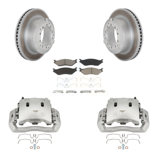 Brake Caliper Coat Rotors & Ceramic Pad Rear Kit For Ford F-450 Super Duty F-550