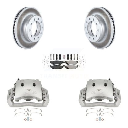Brake Caliper Coat Rotor & Semi-Metallic Pad Front Kit For Ford F-450 Super Duty