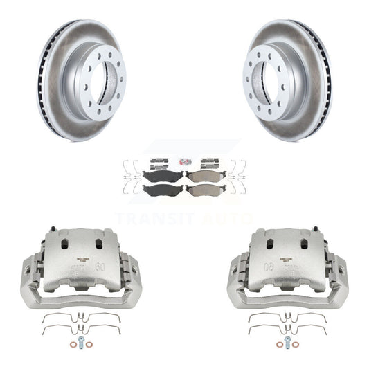 Brake Caliper Coat Rotor & Semi-Metallic Pad Front Kit For Ford F-450 Super Duty
