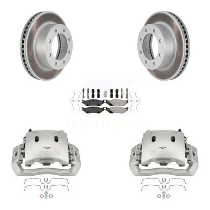 Brake Caliper Coat Rotor & Semi-Metallic Pad Front Kit For Ford F-450 Super Duty