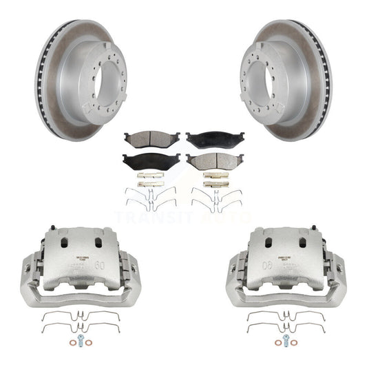 Brake Caliper Coat Rotors & Ceramic Pad Rear Kit For Ford F-450 Super Duty F-550