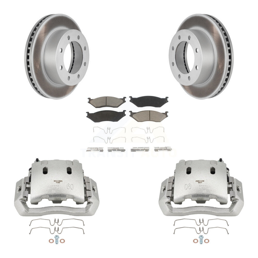 Disc Brake Caliper Coat Rotors & Ceramic Pad Front Kit For Ford F-450 Super Duty