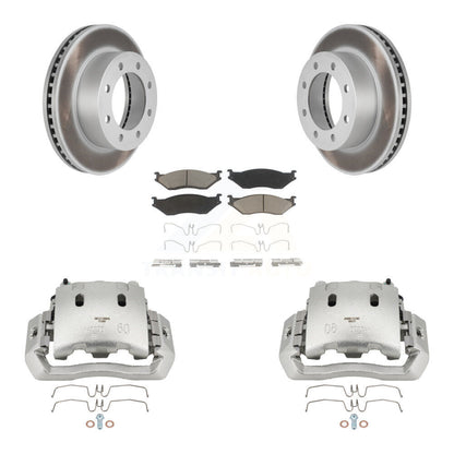 Disc Brake Caliper Coat Rotors & Ceramic Pad Front Kit For Ford F-450 Super Duty