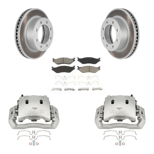 Disc Brake Caliper Coat Rotors & Ceramic Pad Front Kit For Ford F-450 Super Duty