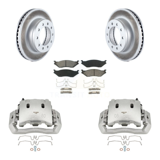 Brake Caliper Coat Rotor & Semi-Metallic Pad Front Kit For Ford F-450 Super Duty