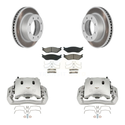 Brake Caliper Coat Rotor & Semi-Metallic Pad Front Kit For Ford F-450 Super Duty
