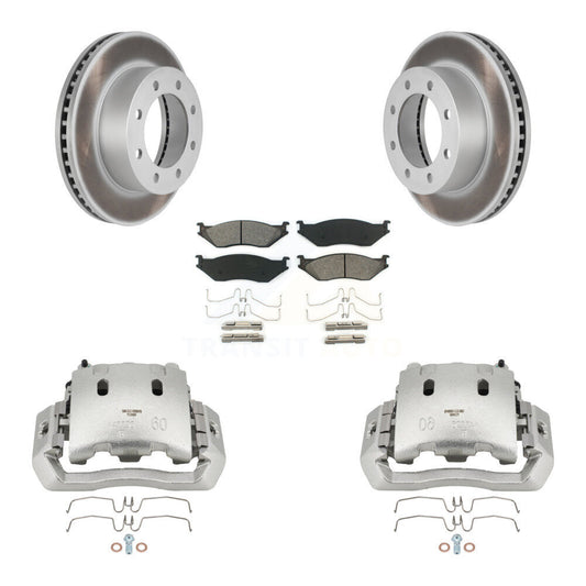 Brake Caliper Coat Rotor & Semi-Metallic Pad Front Kit For Ford F-450 Super Duty