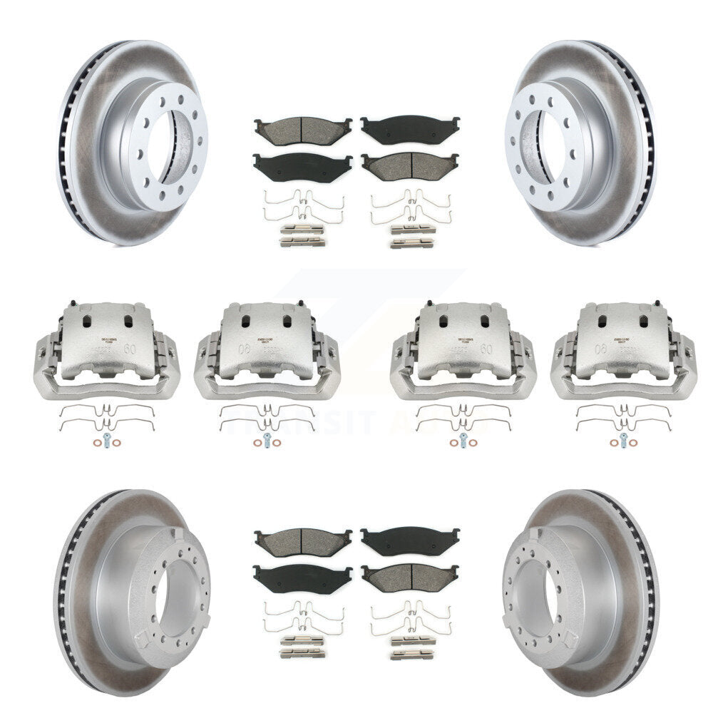 Brake Caliper Coat Rotors Semi-Metallic Pad Front Rear Kit (10Pc) For Ford F-450