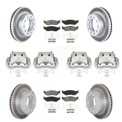 Brake Caliper Coat Rotors Semi-Metallic Pad Front Rear Kit (10Pc) For Ford F-450