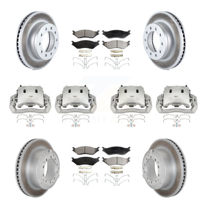 Brake Caliper Coat Rotors Semi-Metallic Pad Front Rear Kit (10Pc) For Ford F-450