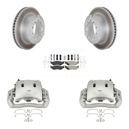 Brake Caliper Coat Rotors & Semi-Metallic Pad Rear Kit For Ford F-450 Super Duty