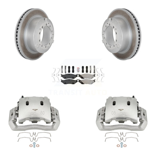 Brake Caliper Coat Rotors & Semi-Metallic Pad Rear Kit For Ford F-450 Super Duty