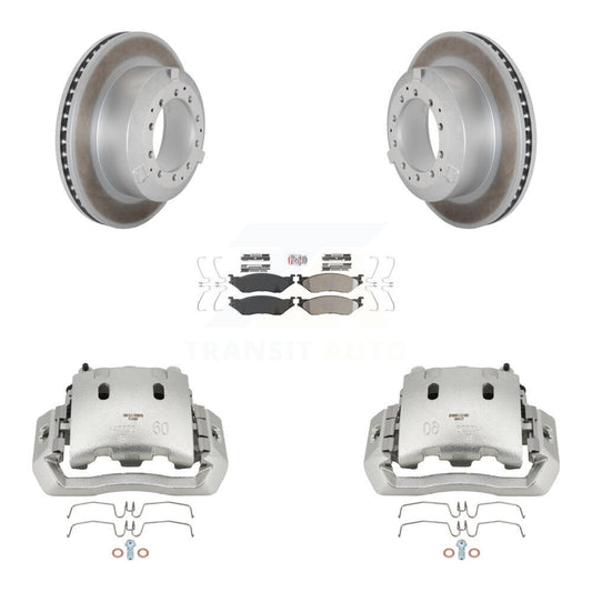 Brake Caliper Coat Rotors & Semi-Metallic Pad Rear Kit For Ford F-450 Super Duty