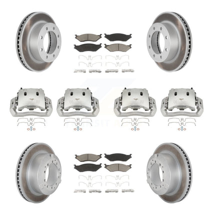 Brake Caliper Coat Rotors & Ceramic Pad Front Rear Kit For Ford F-450 Super Duty