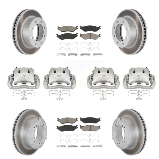 Brake Caliper Coat Rotors & Ceramic Pad Front Rear Kit For Ford F-450 Super Duty