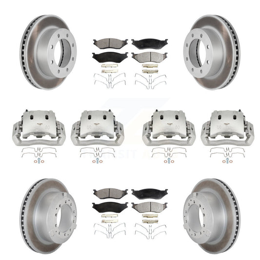 Brake Caliper Coat Rotors & Ceramic Pad Front Rear Kit For Ford F-450 Super Duty