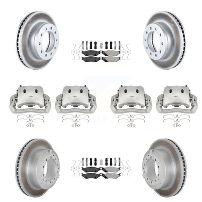 Brake Caliper Coat Rotors Semi-Metallic Pad Front Rear Kit (10Pc) For Ford F-450