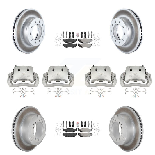 Brake Caliper Coat Rotors Semi-Metallic Pad Front Rear Kit (10Pc) For Ford F-450