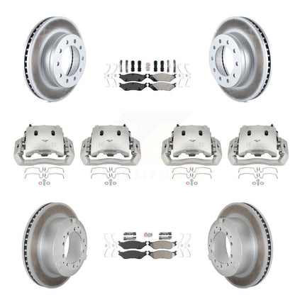 Brake Caliper Coat Rotors Semi-Metallic Pad Front Rear Kit (10Pc) For Ford F-450