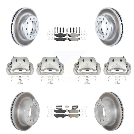 Brake Caliper Coat Rotors Semi-Metallic Pad Front Rear Kit (10Pc) For Ford F-450