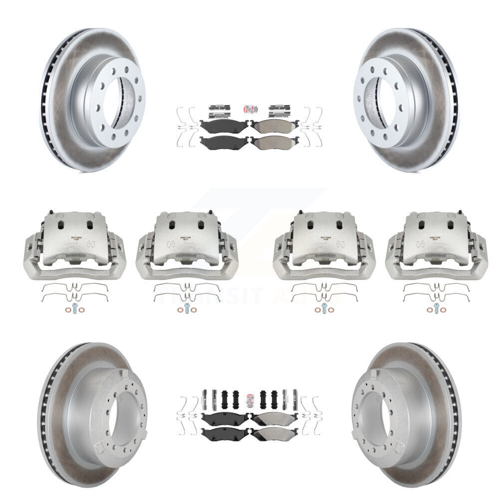 Brake Caliper Coat Rotors Semi-Metallic Pad Front Rear Kit (10Pc) For Ford F-450