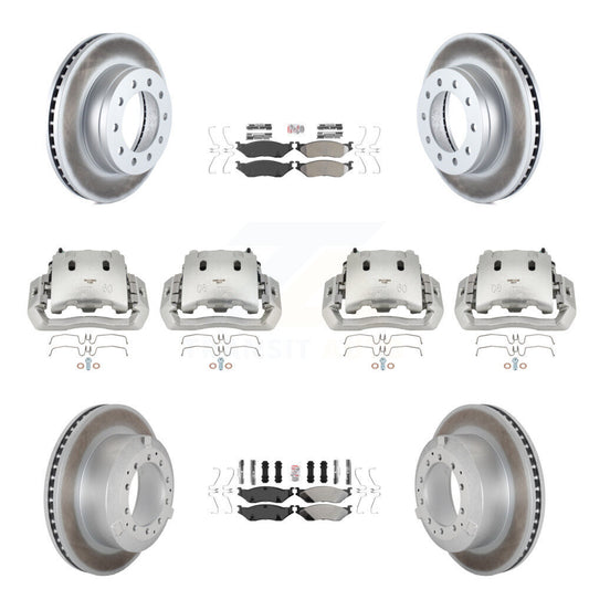 Brake Caliper Coat Rotors Semi-Metallic Pad Front Rear Kit (10Pc) For Ford F-450