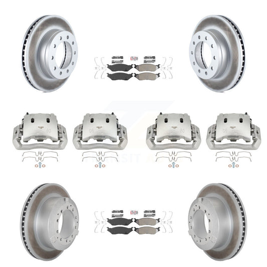 Brake Caliper Coat Rotors Semi-Metallic Pad Front Rear Kit (10Pc) For Ford F-450