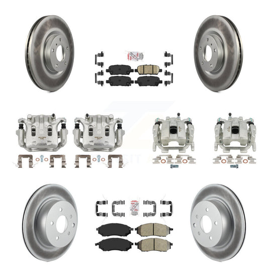 Brake Caliper Coat Rotor Semi-Metallic Ceramic Pad Front Rear Kit (10Pc) For G37