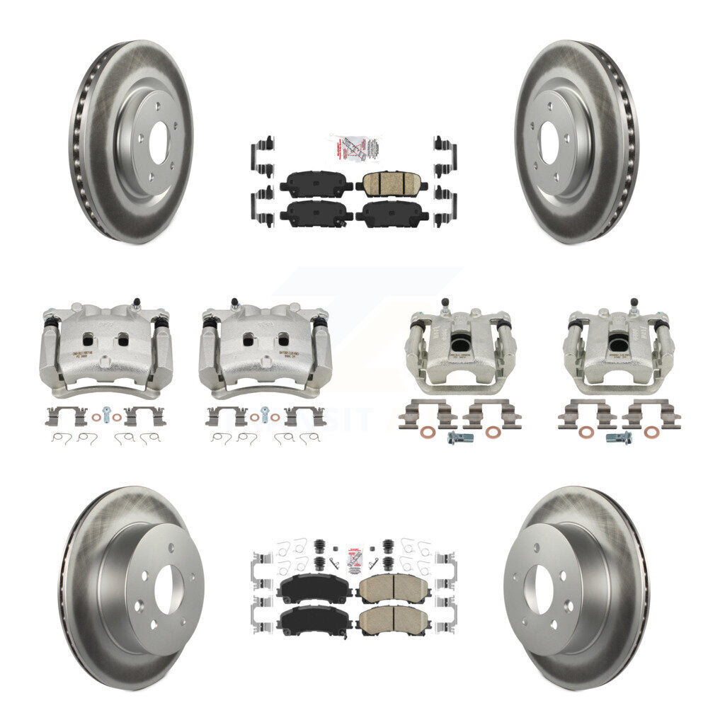 Disc Brake Caliper Coat Rotor Ceramic Pad Front Rear Kit (10Pc) For Nissan Rogue