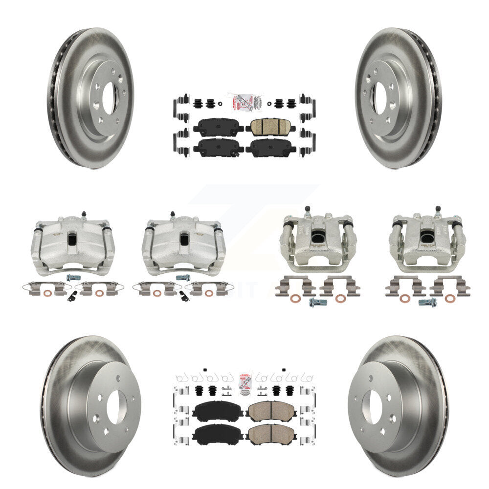 Disc Brake Caliper Coat Rotor Ceramic Pad Front Rear Kit (10Pc) For Nissan Rogue