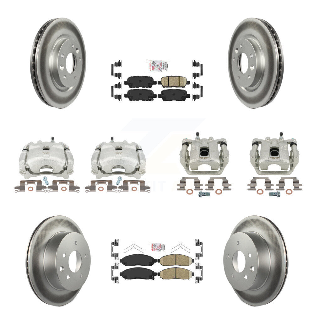 Disc Brake Caliper Coat Rotors Ceramic Pad Front Rear Kit (10Pc) For Nissan LEAF