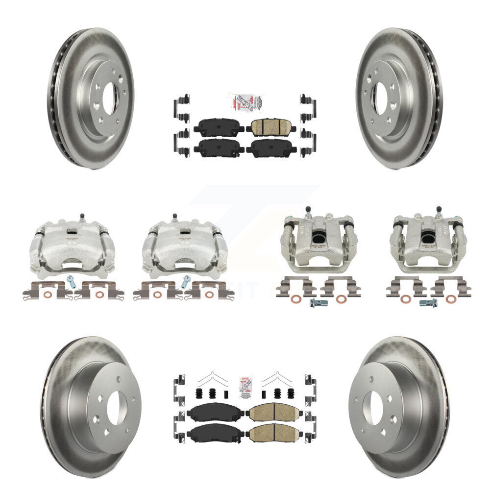 Disc Brake Caliper Coat Rotors Ceramic Pad Front Rear Kit (10Pc) For Nissan LEAF
