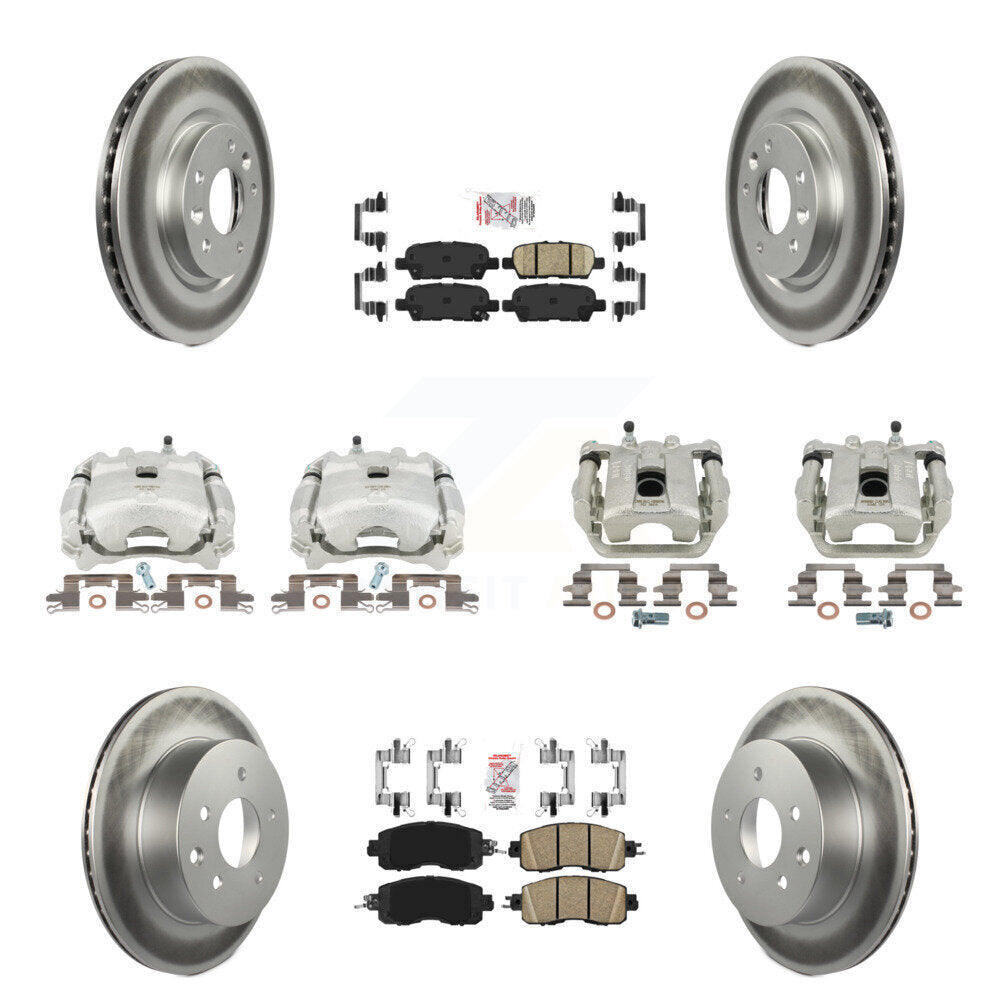 Disc Brake Caliper Coat Rotors Ceramic Pad Front Rear Kit (10Pc) For Nissan LEAF