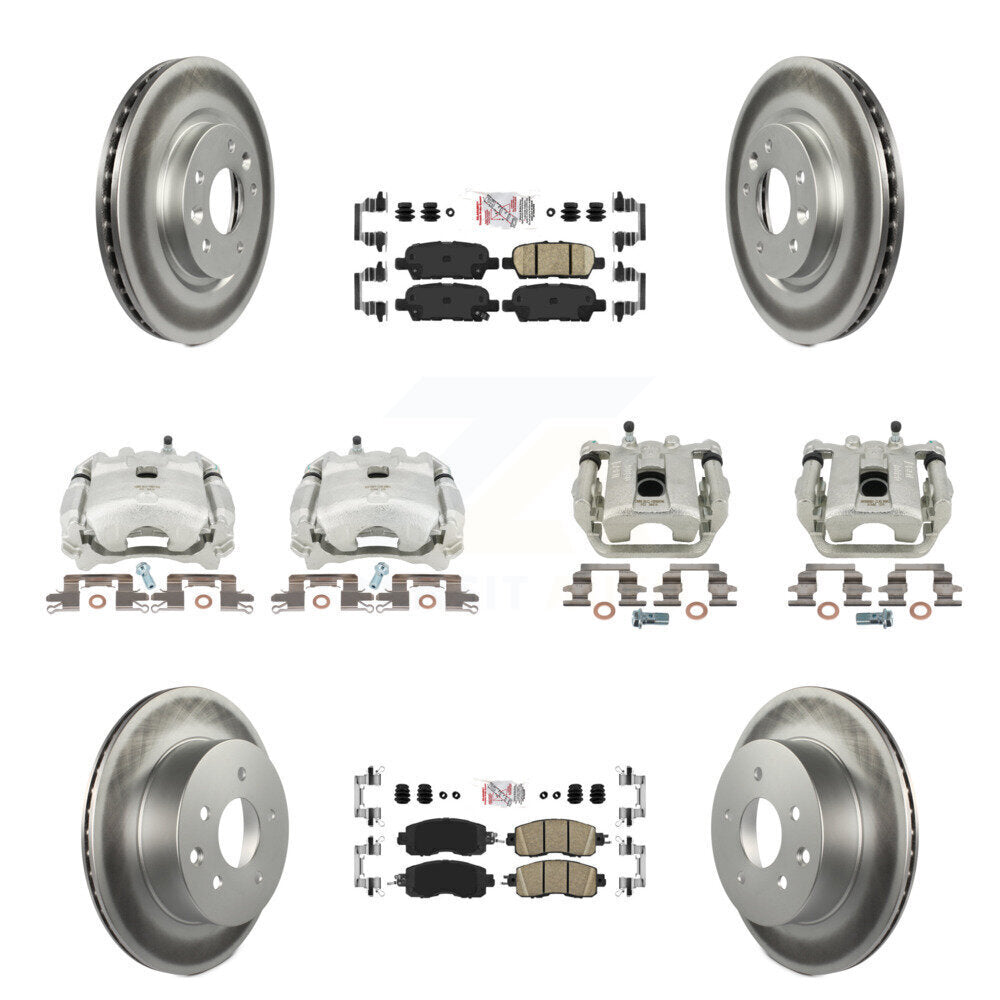 Disc Brake Caliper Coat Rotors Ceramic Pad Front Rear Kit (10Pc) For Nissan LEAF