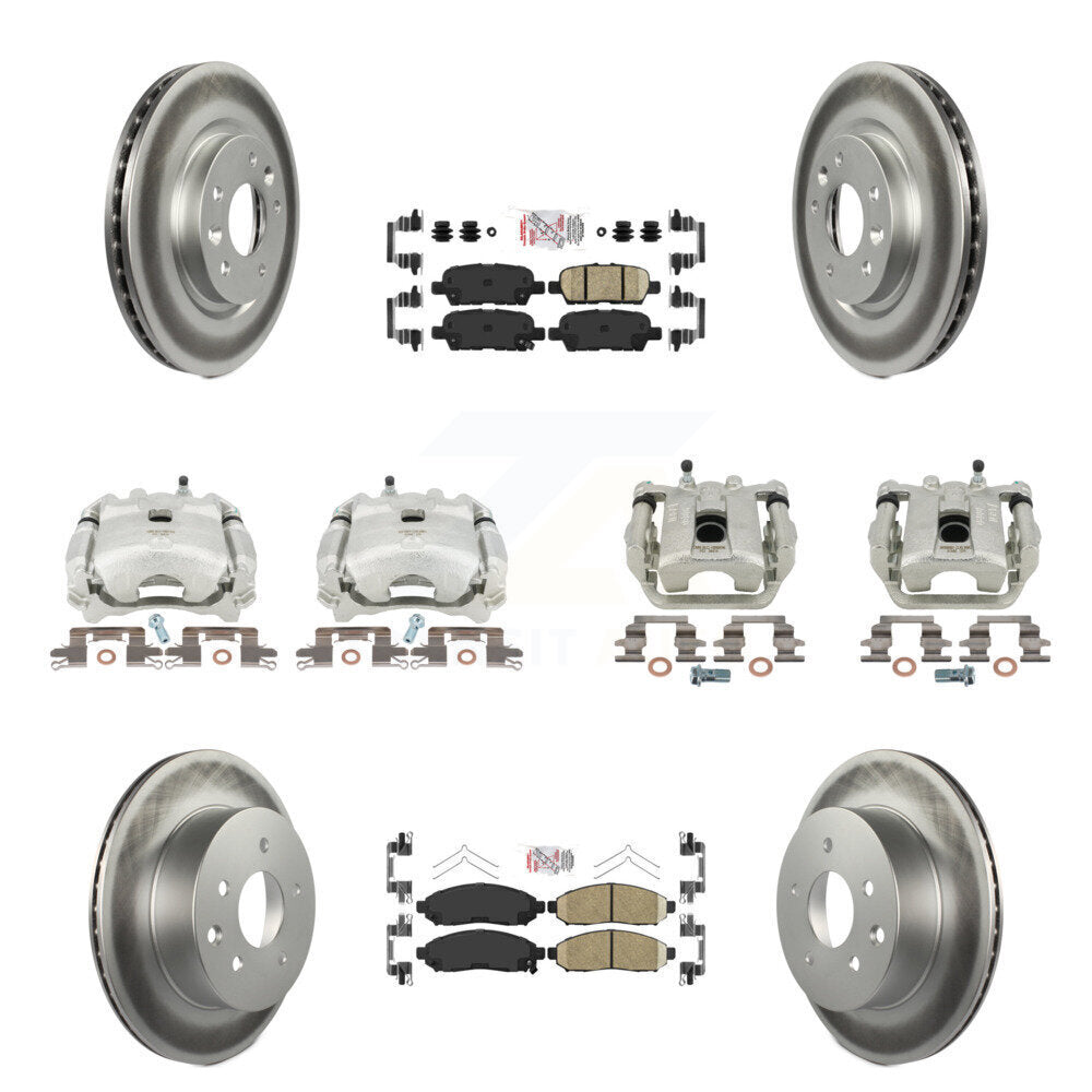 Disc Brake Caliper Coat Rotors Ceramic Pad Front Rear Kit (10Pc) For Nissan LEAF