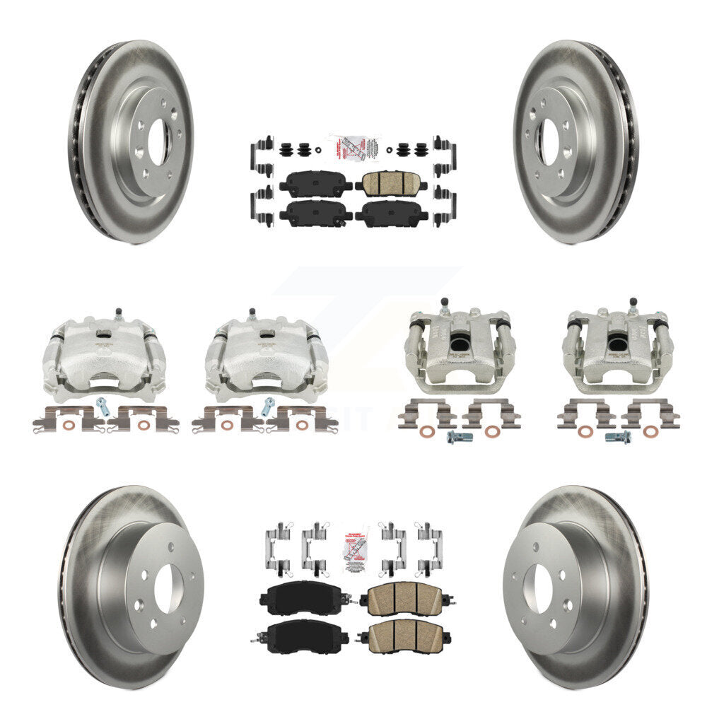 Disc Brake Caliper Coat Rotors Ceramic Pad Front Rear Kit (10Pc) For Nissan LEAF