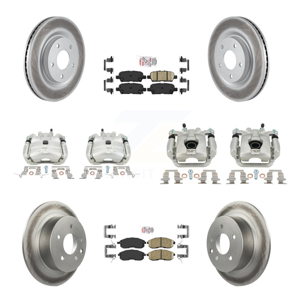 Disc Brake Caliper Coat Rotors Ceramic Pad Front Rear Kit (10Pc) For Nissan Juke