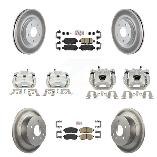Disc Brake Caliper Coat Rotors Ceramic Pad Front Rear Kit (10Pc) For Nissan Juke