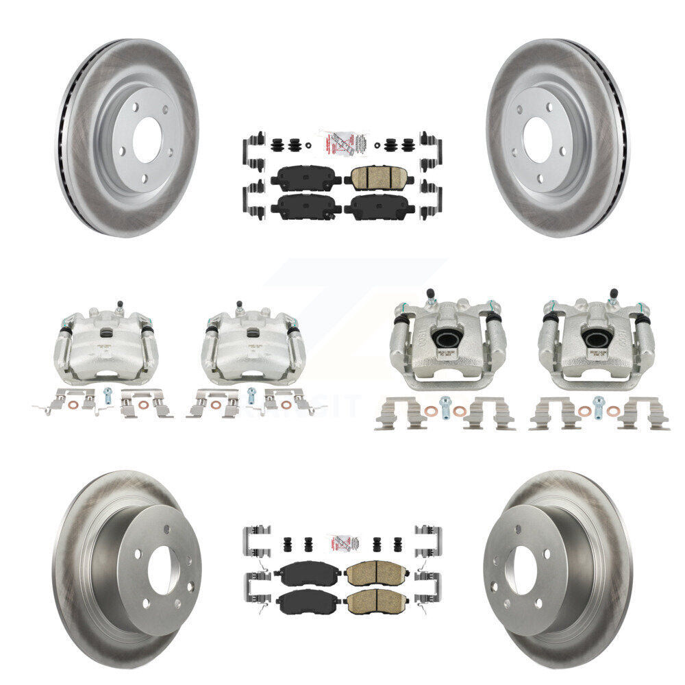 Disc Brake Caliper Coat Rotors Ceramic Pad Front Rear Kit (10Pc) For Nissan Juke