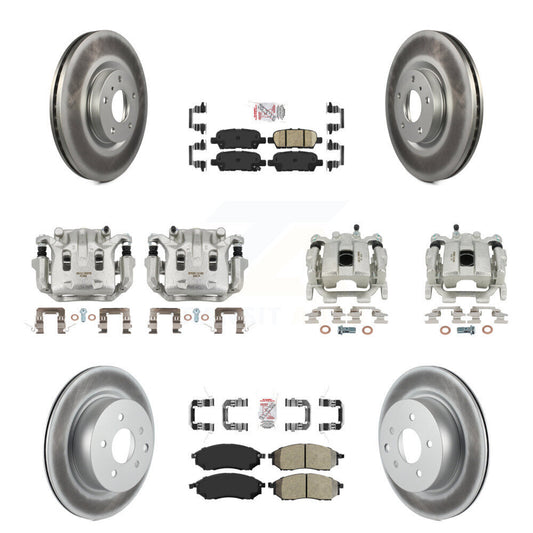 Disc Brake Caliper Coated Rotor And Semi-Metallic Ceramic Pad Front Rear Kit For