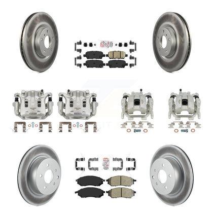 Disc Brake Caliper Coated Rotor And Semi-Metallic Ceramic Pad Front Rear Kit For