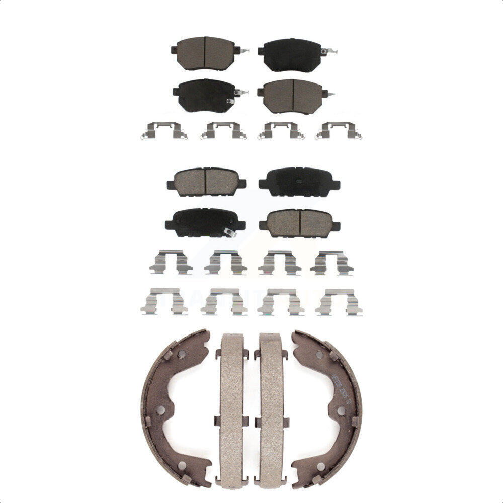 Ceramic Brake Pads Parking Shoe Front Rear Kit For Nissan Altima Maxima INFINITI